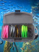 61pcs/set Artificial Lure Hook Fork Tail Wobbler Bait Hook Gear Tools with Storage Box Soft Lightweight Outdoor Fishing Tackle