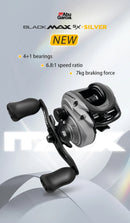ABU GARCIA Original 2026 Black Max Sx-Silver Baticasting Fishing Reel 4/1 BB 6.8:1 Gear Ratio Max Drag 7kg Magnetic Brake