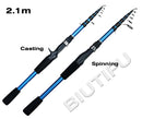 BIUTIFU Telescopic Spinning Casting Mini Fishing Rod 1.8/2.1/2.4m Travel Bastcasting 3-30g Ultralight Carbon Lure Trout Pole