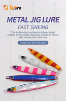 TOLU NEW Slow Sinking Metal Jig 5 Colors 3D Eyes 60g-200g Long Casting Slow Sinking Fall Jigs Saltwater Deepsea Fishing Lure