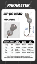 2025 NEW Design Jig Head Hook With Metal Lip 3.5g/5g/7g/10g 10pcs/pack Enhanced Bait Action for Bass And Soft Worm Fishing