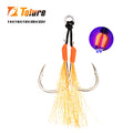 TOLU 10Pcs Metal Jig Tail Assist Hooks 13-22# With PE Line Feather Solid Ring Jigging uv Fishhook for 10-120g Lure Fishing Hooks