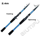 BIUTIFU Telescopic Spinning Casting Mini Fishing Rod 1.8/2.1/2.4m Travel Bastcasting 3-30g Ultralight Carbon Lure Trout Pole