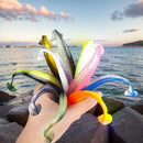10Pcs 9cm Fishing Lures T Tail Worm Soft Bait Plastic Paddle Tail Swim Baits for Bass Trout Freshwater Saltwater