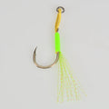 TOLU 10Pcs Metal Jig Tail Assist Hooks 13-22# With PE Line Feather Solid Ring Jigging uv Fishhook for 10-120g Lure Fishing Hooks