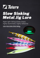 TOLU NEW Slow Sinking Metal Jig 120g 150g 200g 250g 300g Long Casting Slow Sinking Fall Jigs Saltwater Deepsea Fishing Lure