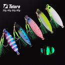 TOLU New 30g/40g/60g/80g Fast Sinking Jigging Fishing Lure Laser Paper Coating Luminous Jig Lure Sea Fishing Trolling Jigging