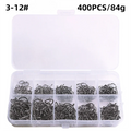 Fishing Hooks Carbon Steel Strong Sharp Silver Circle Fishhook 3#-12# Jig Barbed Pesca Portable Lure Bait Tackle 50-1600Pcs/Box